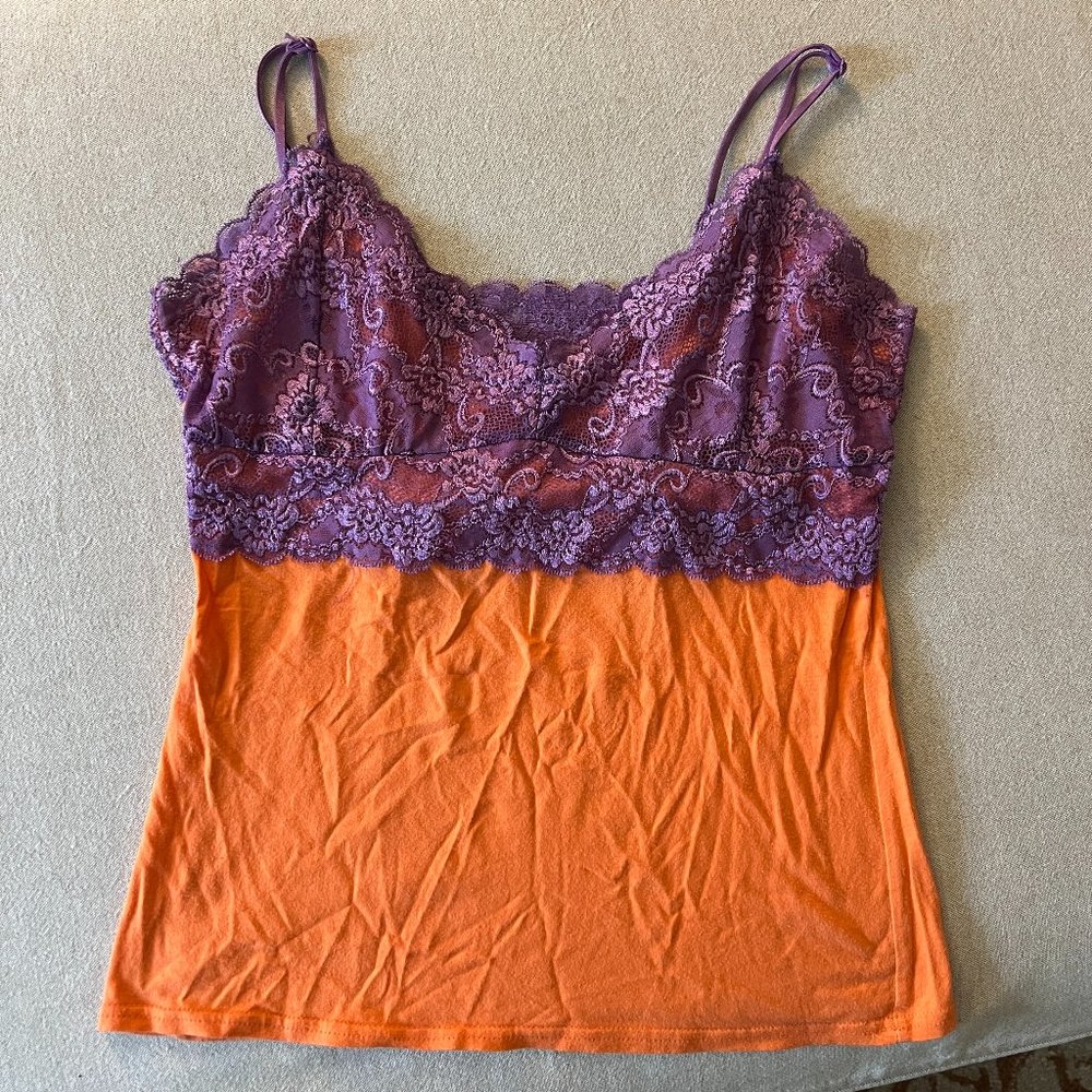 VS Moda International Women's Orange & Purple Lacey Tank Sz M EUC - Picture 5 of 9